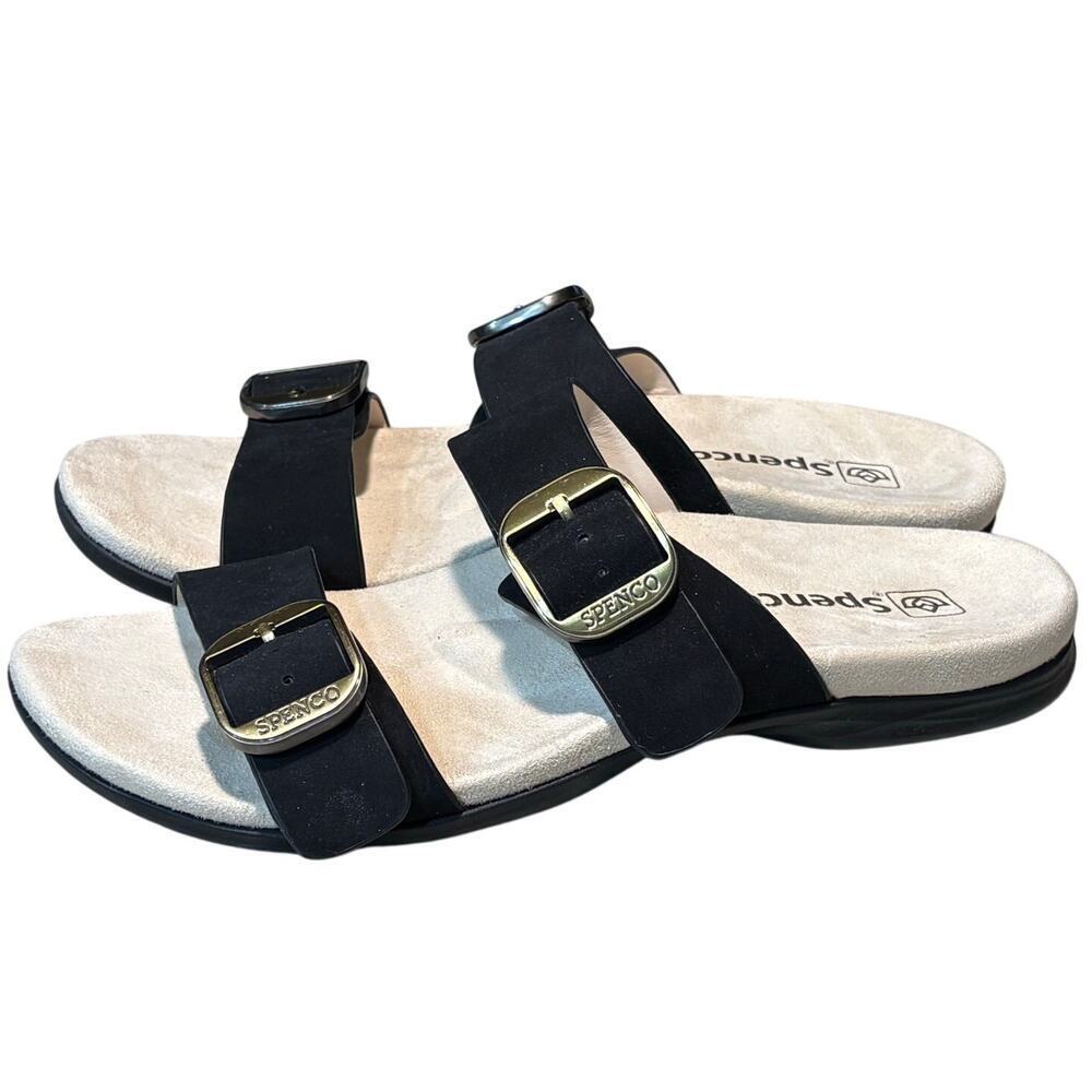 Spenco Women's Vista Black Slide Slip On Sandals Size 8.5 D Wide Width